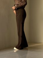 شلوار کتان سیلک قهوه ای کد 03745 - Image 2